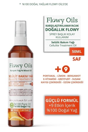 Selülit Bakım Yağı 9 Yağ Içeren Çatlak Karşıtı Doğal Karışım Sprey Cellulite Treatment Oil 50ml - 1