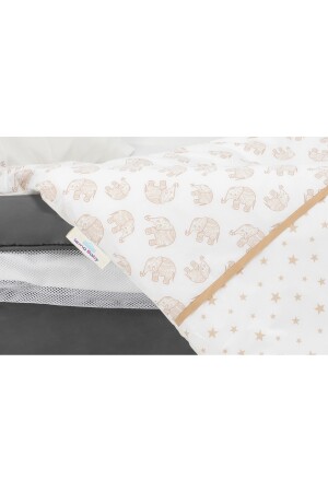 Sema Baby 6-teiliges Luxus-Parkbett-Babyschlafset – Ecru Elephant P12383S1413 - 4