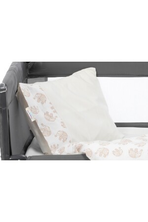 Sema Baby 6-teiliges Luxus-Parkbett-Babyschlafset – Ecru Elephant P12383S1413 - 6