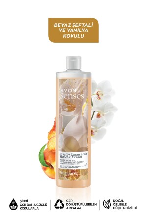 Senses Simply Luxuriöses Creme-Duschgel mit Duft nach weißem Pfirsich und Vanille, 500 ml. - 4