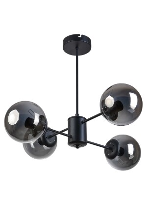 Seoul Modern Design Wohnzimmer Esszimmer Küche Schwarz Farbe Rauchglas Pendelleuchte 4 Stück Kronleuchter S4121 - 1