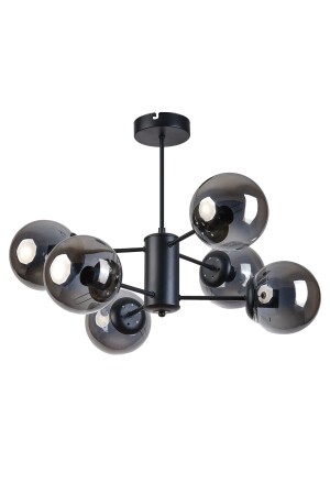 Seoul Modern Design Wohnzimmer Esszimmer Küche Schwarz Farbe Rauchglas Pendelleuchte 6-teiliger Kronleuchter S4120 - 1