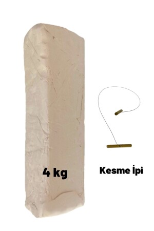 Seramik Hamuru Başlangıç Seti- 4000 gr Beyaz Kil Seramik Hamuru- Seramik Çamur Kesme Ipi Teli- - 1