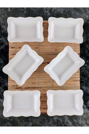 Serenade Set mit 6 Keramik-Frühstücks-Snackschalen – Weiß 14x10-5x3-5cm - 5