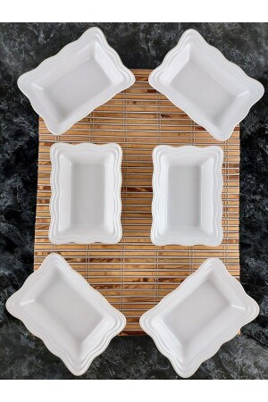 Serenade Set mit 6 Keramik-Frühstücks-Snackschalen – Weiß 14x10-5x3-5cm - 6