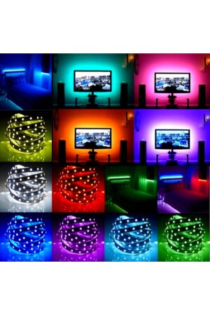 Şerit Led Işık Rgb 5 Metre Hazır Set Tak Çalıştır Kumandalı Adaptörlü Silikonlu Ledon0001 - 8