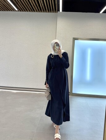 Serra Tokalı Elbise - Lacivert - Duendeca