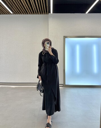 Serra Tokalı Elbise - Siyah - Duendeca