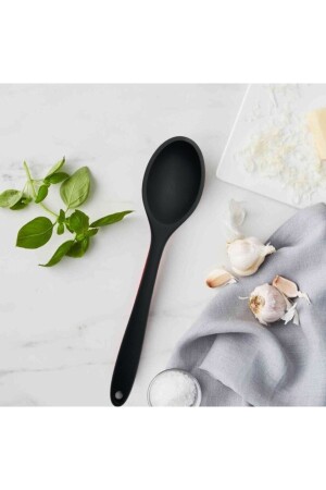 م.ن.ز-قوة النقطة مقاومة للحرارة المقاومة للنيران السيليكون غير القابض 28 سم ملعقة - لون أسود - 1 قطعة MG/28CM - Multiamo