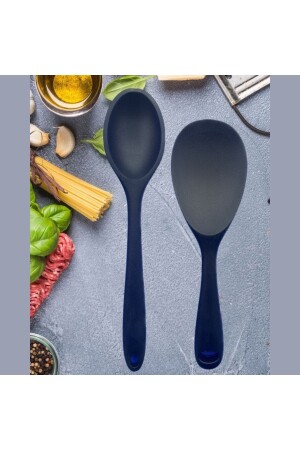 Sert Uçlu Isıya Dayanıklı Yanmaz Yapışmaz Silikon Uzun Kaşık 28 Cm - Kısa Kaşık 22 Cm - 2 Adet MG-28CM-22XM-UZUN-KISA-KAŞIK - Multiamo
