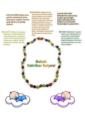 Sertifikalı Bebek Kehribar Kolye (KEHRİBAR- YEŞİM- KAPLAN GÖZÜ- KAHVE GÖZ AKİK- KALSİT) - 2