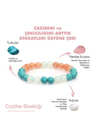 Sertifikalı Cazibe Doğal Taş Bilekliği |pembe Kuvars-turkuaz-ay Taşı-aytaşı Doğaltaş |anneler Günü MysticEnergyBileklik-t - 3