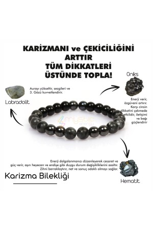 Zertifiziertes Naturstein-Charisma-Armband|Labradorit-Onix/Onyx-Hämatit-Naturstein|Vatertagsgeschenk MysticEnergyBeklet-t - Mystic Energy