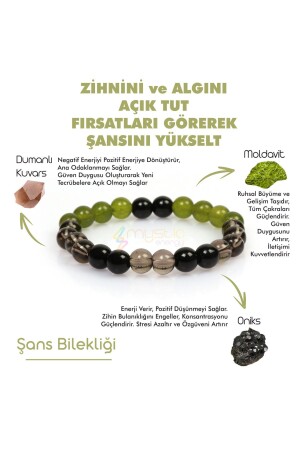 Sertifikalı Doğal Taş Şans Tılsım Bilekliği |oniks-onix-dumanlı Kuvars-moldavit |hediyelik Doğaltaş MysticEnergyBileklik-t - 1