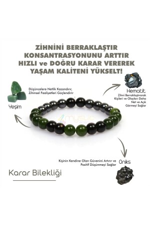 Sertifikalı Doğaltaş Karar Tılsım Bilekliği (ONİX,HEMATİT,YEŞİM TAŞI DOĞAL TAŞ BİLEKLİK) MysticEnergyBileklik-t - 2