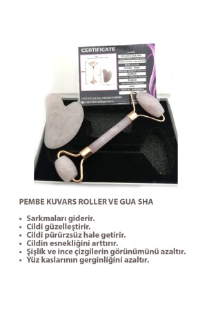 Sertifikalı Pembe Kuvars Gua Sha Ve Roller Set - Birinci Sınıf (sertifikalı) RGPK001 - 3