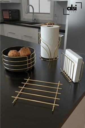 Service-Präsentationsset und Brotteller-Set, Handtuchhalter, Serviettenhalter, Untersetzer, Brotteller – 4er-Set - Alsi Home