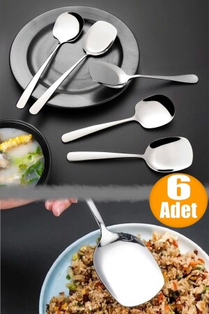 Servierlöffel-Set, 6 Stück, Edelstahl, luxuriös, für Lebensmittel, Salat, Gebäck, Gebäck, Ofen, Huhn, Servierlöffel P303S1197 - 2