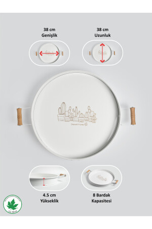 Serviertablett aus Metall mit Holzgriffen 37 cm, Kaffeetablett, Präsentationstablett (KAKTUSBEDRUCKT) LN1026 - 7