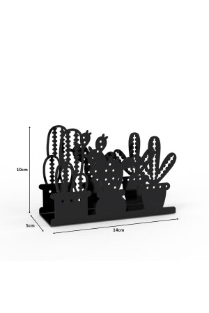 Serviettenhalter aus schwarzem Metall mit Kaktusmotiv 202102000034 - 9