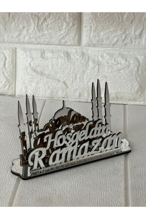 Serviettenhalter aus silbernem Plexiglas mit Aufschrift „Welcome Ramadan“. - 3