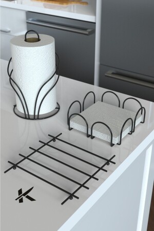 Servis Sunum Seti Havluluk Peçetelik Nihale Dolu Parlak Paslanmaz Çelik 3 Lü Mutfak - Karteya