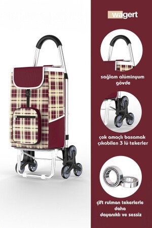 عربة السوق الفاخرة MNZ مع 3 عجلات ، جسم من الألومنيوم والكيس المقاوم للماء - Vadi