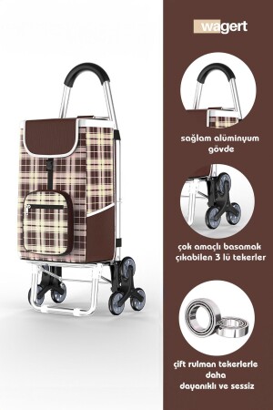 عربة السوق الفاخرة MNZ مع 3 عجلات ، جسم من الألومنيوم والكيس المقاوم للماء - Vadi