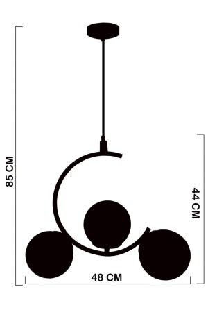 Sesa Schwarzer Kronleuchter mit 3 weißen Lampen 101162031 - 6