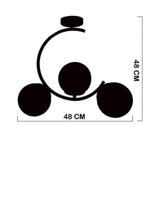 Sesa Siyah 3 Bal Lambalı Plafonyer Avize 101262031 - 5
