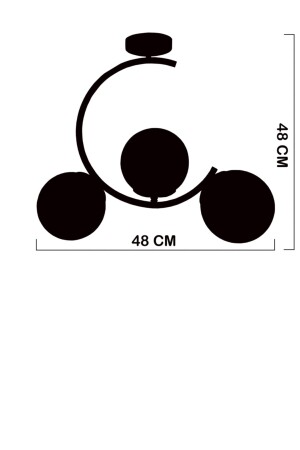 Sesa Siyah 3 Beyaz Lambalı Plafonyer Avize 101262031 - 3