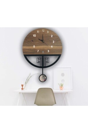 (SESSİZ) Sarkaçlı Ahşap Duvar Saati- Sarkaçlı Saat- Wooden Wall Clock - 2