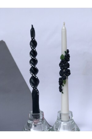 Set aus 2 handbemalten Kerzenständern mit Gänseblümchen- und Blumenmuster in Kerzengröße, elf881661 - 4