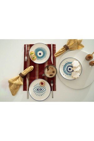 Set aus 6 speziell entworfenen handgefertigten Kuchen-Sets mit 20 cm großen Bösen-Augen-Perlen - 5
