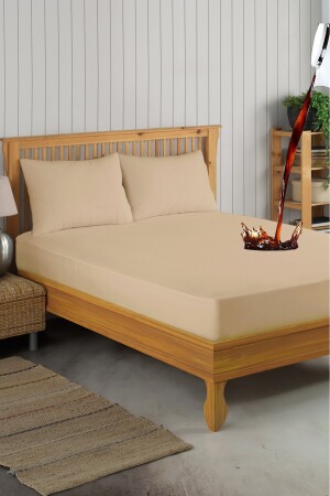 Set Kahverengi Mikro Fitted Sıvı Geçirmez Alez Ve 2 Adet Yastık Alezi MFSGASET1 - Formeya