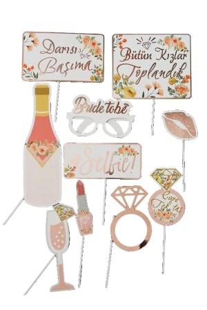 Set mit 10 „Bride To Be“-Sprechballons – Bachelorette-Party-Sprechstab-Party-Set mit türkischer Schrift - 1