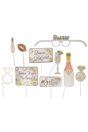 Set mit 10 „Bride To Be“-Sprechballons – Bachelorette-Party-Sprechstab-Party-Set mit türkischer Schrift - 4