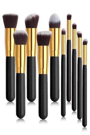 Set mit 10 Make-up-Pinseln mit schwarzem Griff - 3