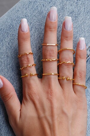 Set mit 10 Ringen Goldfarbe 0030 - 2