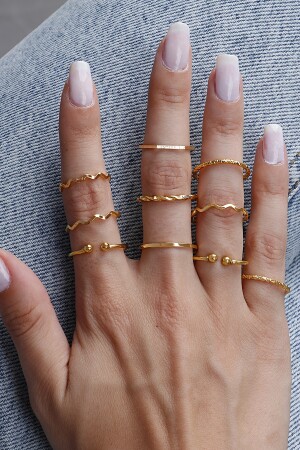 Set mit 10 Ringen Goldfarbe 0030 - 3