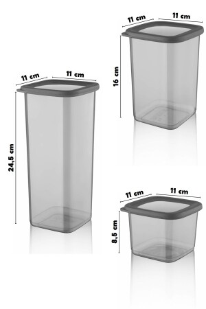 Set mit 12 beschrifteten, unzerbrechlichen quadratischen Frischhaltedosen in Anthrazit - 6