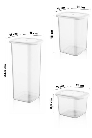 Set mit 12 beschrifteten, unzerbrechlichen, quadratischen Frischhaltedosen in Weiß - 9