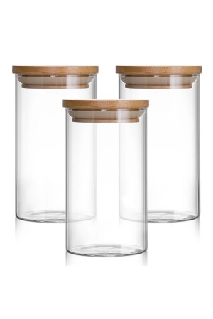 Set mit 12 Gläsern, 300 ml, Borosilikatglas, Aufbewahrungsbehälter, Bambus-Vakuumdeckel, Gewürzstreuer, Snackschüssel TYC00260306621 - 6