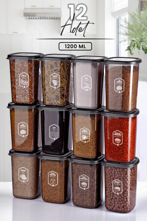 Set mit 12 quadratischen Frischhaltedosen mit beschriftetem Silikondeckel 1200 ml – Glas mit luftdichtem Deckel MCH08819 - 2