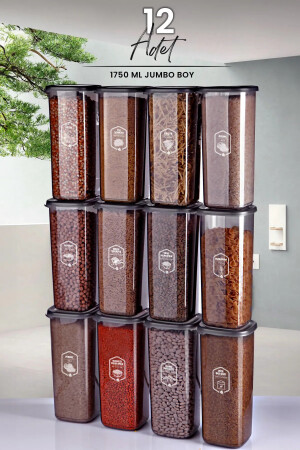 Set mit 12 quadratischen Frischhaltedosen mit Etikett in Jumbo-Größe, 1750 ml – Hardcover MCH07838 - 2