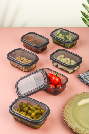 Set mit 12 VISTA Mehrzweck-Aufbewahrungsbehältern, Mikrowelle, Gefrierschrank, Frühstücks-Snackschüssel usw.Transparent-Anthrazit - 5