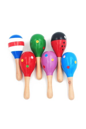 Set mit 2 bunten Maracas aus Holz - 4