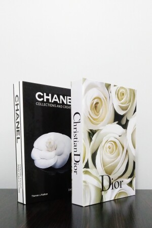 Set mit 2 dekorativen Bücherboxen im Chanel Black Rose- und Dior White Rose-Thema - 3