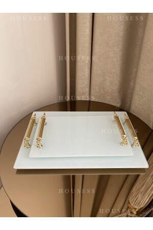 Set mit 2 Henna-Tabletts „Promise Engagement“, weiß, dekoratives rechteckiges Tablett HSS-YPRK - 2