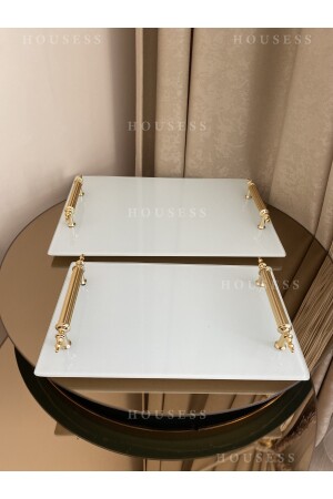 Set mit 2 Henna-Tabletts „Promise Engagement“, weiß, dekoratives rechteckiges Tablett HSS-YPRK - 4